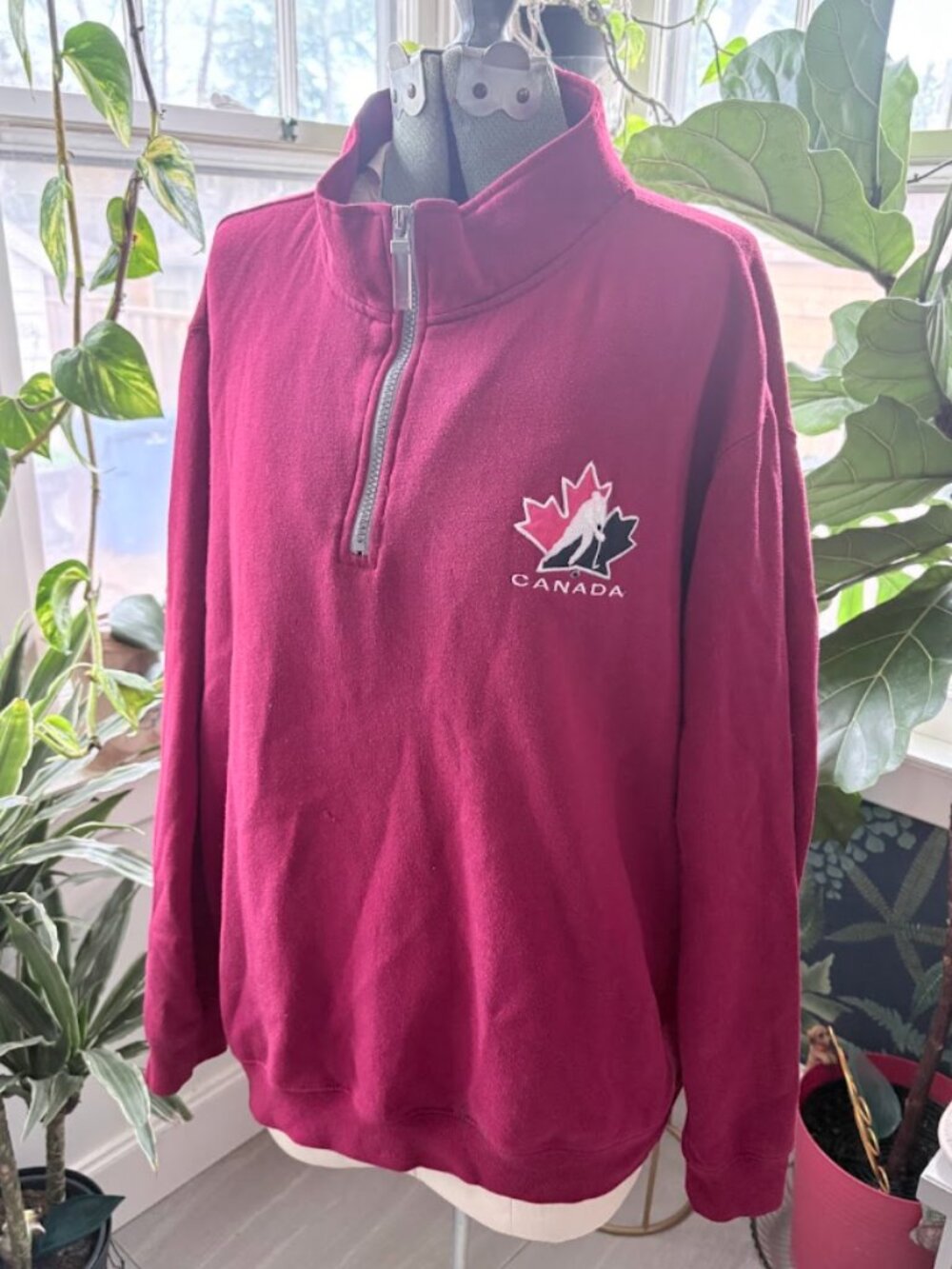Vintage Hockey Canada 1/4 Zip Pullover Sweatshirt